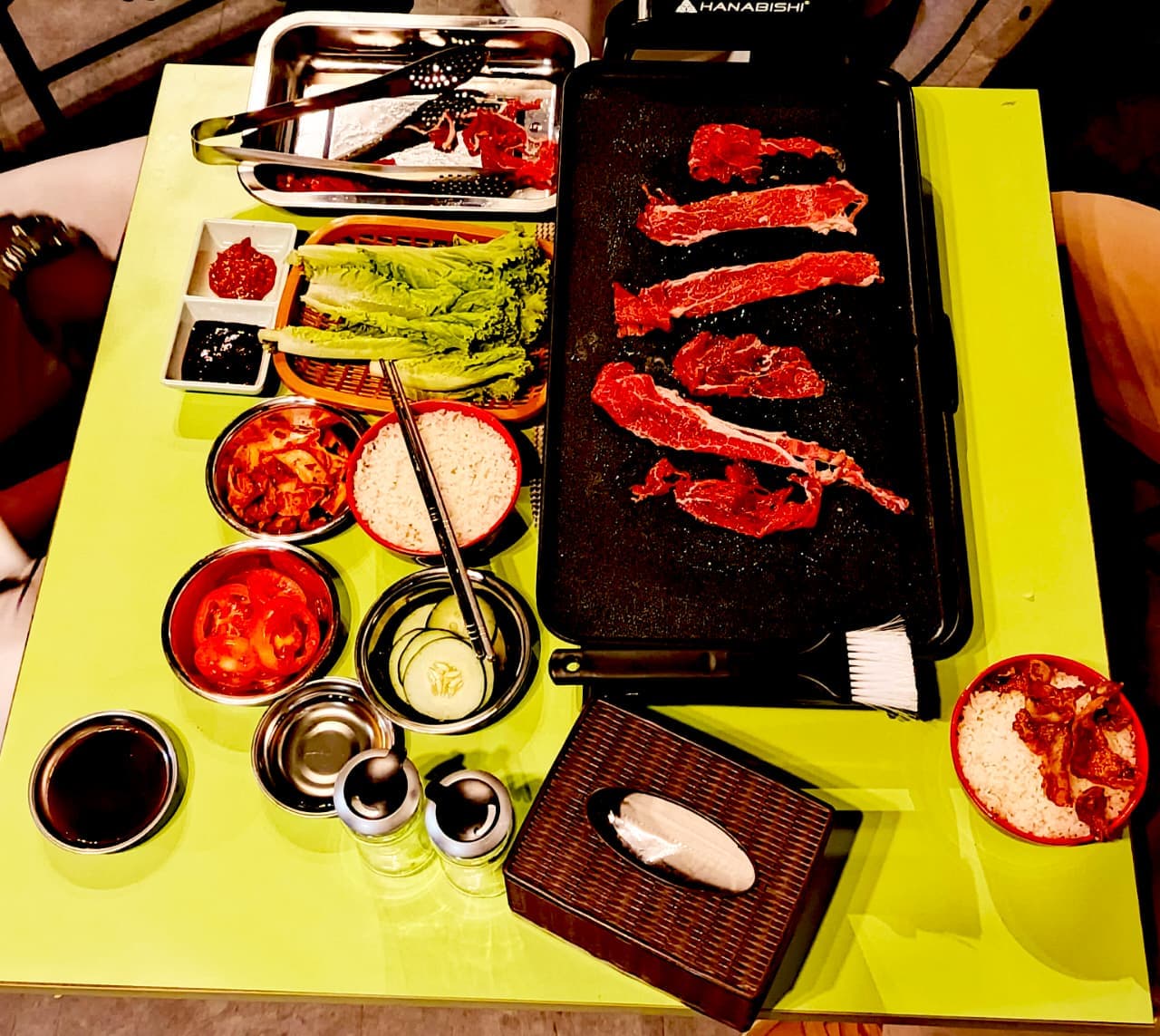 Dinner setup with dishes